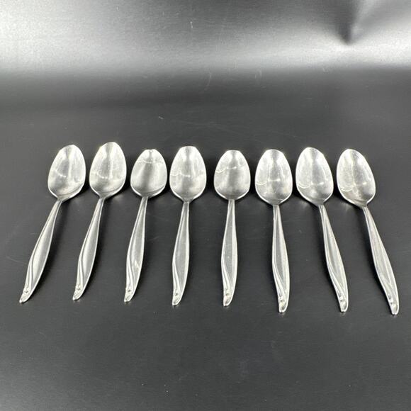 Wm A Rogers Oneida Surf Club Stainless Oval Teaspoons Lot of 8 - Picture 2 of 10